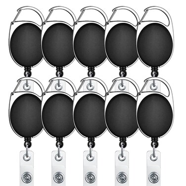selizo 10pcs Retractable Badge Holders Retractable ID Badge Clips Badge Reels Retractable with Carabiner Reel Clip