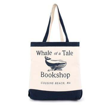 Jay Franco The Summer I Turned Pretty Whale of a Tale Cousins Beach Tote Bag - Canvas Shoulder Handbag Measures 16 x 14 inches Double Straps, Navy