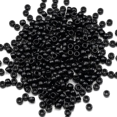 Gxueshan 1000 Pcs Acrylic Black Pony Beads 6x9mm Large Hole Pen Hair Kandi Beads Bulk for Friendship Bracelet Necklace Jewelry Making Earring Braiding Kit