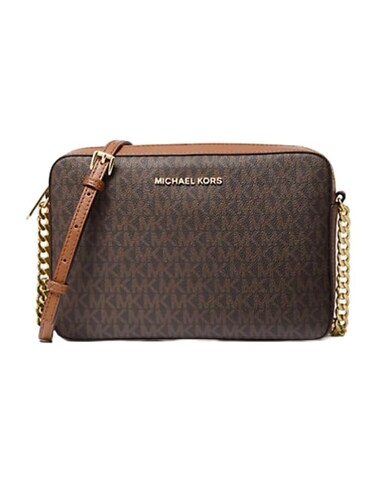 Michael Michael Kors East West Jet Set Large Logo Crossbody Bag Brown