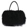 FINILUO Women Luxury Real Lamb Mongolian Flush Wool Fur With Genuine Leather Handles Handbag Black