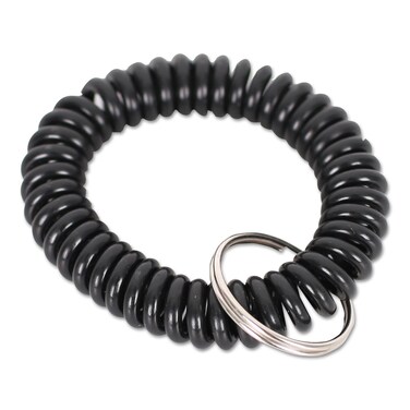 Universal UNV56050 Wrist Coil Plus Plastic Key Ring - Black (6/Pack)