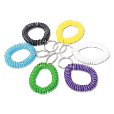 Universal UNV56051 Plastic Wrist Coil Plus Key Ring - Assorted Colors (6/Pack)