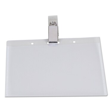 Universal UNV56006 2.25 in. x 3.5 in. White Insert Deluxe Clear Badge Holder with Garment-Safe Clip (50/Kit)