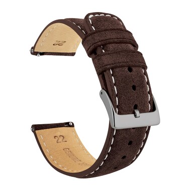 BARTON WATCH BANDS, 22mm Root Brown - Suede Leather Watch Bands - Quick Release - Choose Strap Color &amp; Width