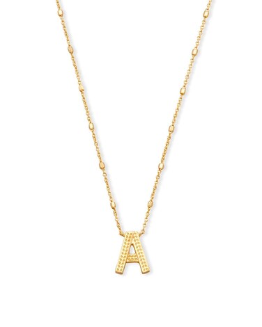 Kendra Scott Letter A Pendant Necklace for Women, Fashion Jewelry, 14k Gold-Plated Brass, Gold Metal, Letter A