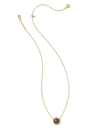 Kendra Scott Basketball 14k Gold-Plated Short Pendant Necklace in Orange Goldstone, Fashion Jewelry for Women