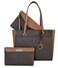 Michael Kors Womens Maisie 3 In 1 Bundle Large Top Zip Tote Crossbody Pouch Wristlet MK Signature (Brown)