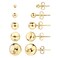 Barzel 18K Gold Plated Ball Stud Earrings Set, Sizes 3-10MM, 5 Pack, High Polish Finish Ball Suds