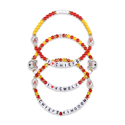 FOCO Unisex Adult NFL Team Logo Officially Licensed 3-Pack Beaded Friendship Bracelet, Gems