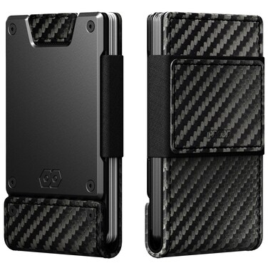 PROOF Slim Minimalist Wallets for Men   Carbon Fiber &amp; Dark Gun Metal RFID Card Holder   Small Wallet for Front or Back Pocket   Gift Box Included   Veteran Owned
