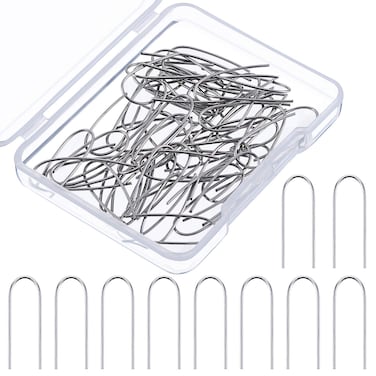 Tatuo 60 Pieces High Temperature Nichrome Wire Jump Rings, 21 Gauge with a Plastic Storage Box, U Hanger Hooks for Pendant, Ceramic Ornaments, Fusing in Glass, Hobbyists DIY Pendant