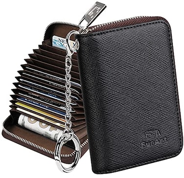 FurArt Credit Card Wallet, Zipper Card Cases Holder for Men Women, RFID Blocking, KeyChain Wallet, Compact Size