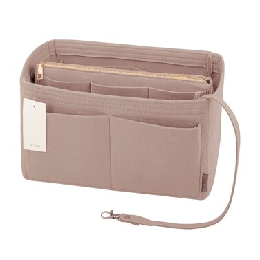 ZTUJO Purse Organizer Insert, Felt Bag Organizer with Metal Zipper, Handbag &amp; Tote Shaper, For Speedy Neverfull Tote, 7 Sizes(Medium, Beige)