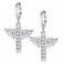 Uloveido Cubic Zirconia Brass Earings Platinum Plated Angel Wing &amp; Cross Drop Earrings for Women Christmas Gifts Y199-platinum