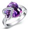 Uloveido Purple Lab Amethyst Heart-Shaped Diamond Promise Eternity Ring Platinum Plated Nice Christmas Day Gift for friend J130 (size 7)