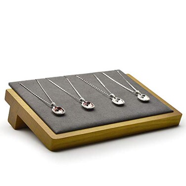 Oirlv Wood Necklace Display Board Pendant Long Chain Holder Jewelry Showcase Organizer (Grey)