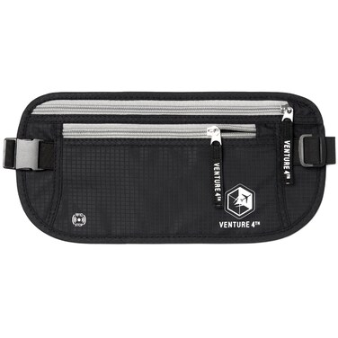 Slim Minimalist Design Money Belt, RFID Blocking for Men &amp; Women - Ideal for Keeping Your Cash, Credit Card, Passport, Phone Safe When Traveling (Black)