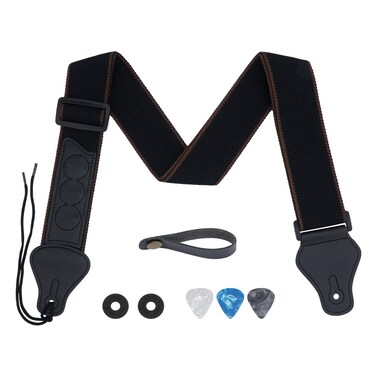 tifanso Guitar Strap, Soft Cotton Straps With 3 Pick Holders, Button Headstock Adaptor, 1 Pair Locks and 3 Picks Set For Electric/Acoustic Guitar