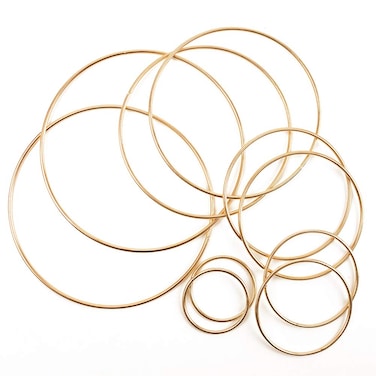 BigOtters Dream Catcher Rings, 10PCS Wreath Macrame Rings Gold Metal Floral Hoops for Making Wedding Wreath Decor Wall Hanging Crafts, 5 Sizes(2" x2, 3" x2, 4" x2, 5" x2, 6" x2)