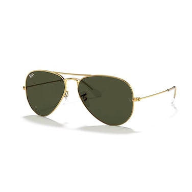 Ray-Ban RB3025 AVIATOR LARGE METAL W3234 55M Gold/Crystal Lens Gray Green Sunglasses For Men For Women + BUNDLE with Designer iWear Kit