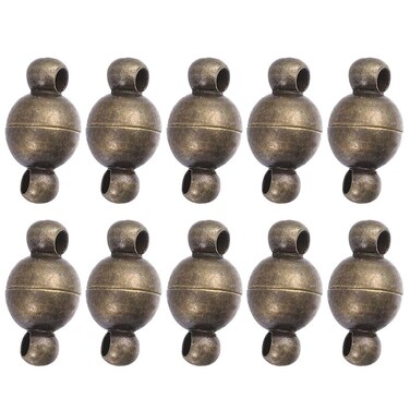 10PCS Jewelry Clasps 10MM Round Clasps Magnet Converter for Bracelet Necklace Making DIY Craft Supplies(Antique Brass)