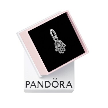 PANDORA Protective Hamsa Hand Dangle Charm - Compatible Moments Bracelets - Jewelry for Women - Gift for Women in Your Life - Made with Sterling Silver, With Gift Box