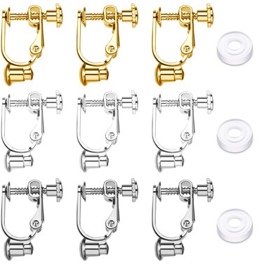 Tatuo 18 Pieces Clip-on Earrings Converter Components with Post for Non-Pierced Ears Comfort Earring Pads(Mixed Color)