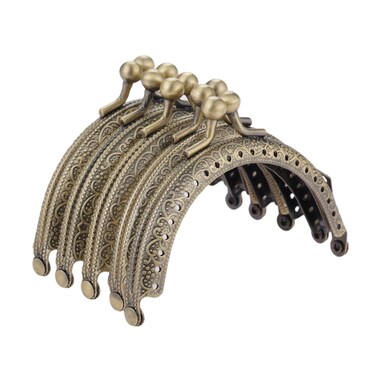 Mtsooning Metal Purse Frame, 5PCS 3.3"/8.5cm Bronze Kiss Clasp Lock, Arch Sape Coin Bag Clasp for DIY Coin Bag Handle Sewing Craft