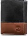 Timberland Men's Leather Trifold Wallet with Id Window, Black/Brown (Hunter), One Size