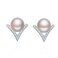 Uloveido Womens Fashion V Shape Black Simulated Freshwater Pearl Pierced Post Stud Earrings with White Cubic Zirconia Birthstone ED325-White