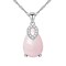Uloveido Hot Pink Crystal Pear Tear Drop Pendant Necklace White Gold Plated Jewelry for Women, Wedding Anniversary Birthday Christmas Necklace WH200