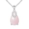 Uloveido Hot Pink Crystal Pear Tear Drop Pendant Necklace White Gold Plated Jewelry for Women, Wedding Anniversary Birthday Christmas Necklace WH200
