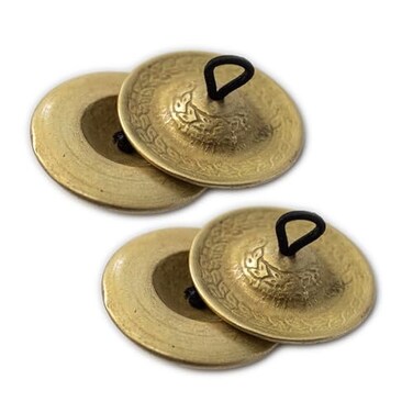 Hand-hammered Heavy stage-quality Brass Finger Cymbals Set of 4 (Variations: 2 1/4" &amp; 3") (2 1/4" (34 gr each))