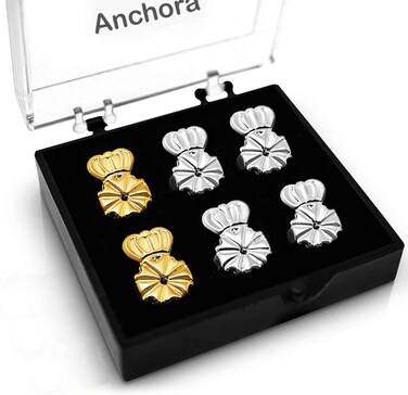 Anchora Original Magic Earring Backs for Droopy Ears   Earring Lifters for Heavy Earring   Earing Lifter Backs BAX   Earlobe Secure Clear Miracle (2 Silver 1 Gold)