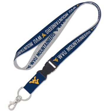 West Virginia University Mountaineers Lanyard with Detachable Buckle 1" Width - Heathered/Jersey Print