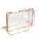 WJCD Women Clear Purse Acrylic Box Clutch Handbag, Small Transparent Crossbody Evening Bag Stadium Approved Gold Chain Strap (Gold)