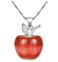 Uloveido Cute Red Apple Statement Necklace White Gold Plated, Candy-Red Apple Cubic Zirconia Pendant Necklac for Women YL007-RED