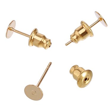 Outus Earring Pin Studs and Backs,100 Pieces Hypoallergenic Stainless Steel Bullet Clutch Earrings Safety Backs and Blank Earring Pin Studs Findings Posts