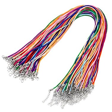 Outus 60 Pieces 2.0 mm Satin Silk Necklace Cord 20 Inches with 2 Inches Extension Chain and Lobster Clasp, Multicolor