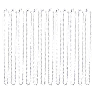 Outus 12 Pack Iron DIY Chain Necklaces Lobster Clasp Link Chain Necklaces Silver Plated (18 Inch)
