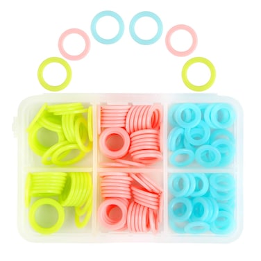 LUNARM 180 Pieces Knit Stitch Markers, Knitting Random Colored Stitch Markers Rings(S/M/L), Crochet Locking Knitting Stitch Counter Needle Clip with Storage Box