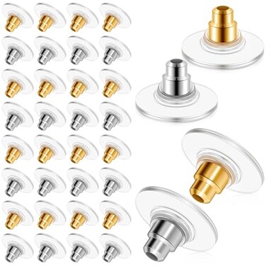 200 Pcs Earring Backs for Droopy Ears Earring Backs Replacements Earring Backs for Heavy Earring Bullet Clutch(Silver and Gold)