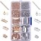 Outus Ribbon Bracelet Kit Bookmark Pinch Crimp Ends Lobster Clasps with Jump Rings and Chain Extenders, 370 Pieces (Multicolor A)