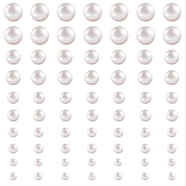 Outus 700 Pieces Self Adhesive Pearl Stickers Hair Pearls Gems for Hair, Face, Makeup, Eye, Nail 4/5/6/8/10 MM
