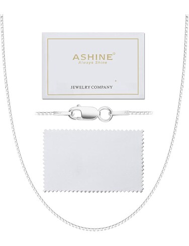 ASHINE Sterling Silver Necklace Silver Necklace for Women 925 Sterling Silver Box Chain Necklace for Woman Sterling Silver Chain Charm Necklace Jewelry Chain (1mm Box Chain Lobster Clasp 20 Inches)