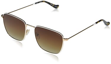 Kensie Women's Dream Semi-Oversized Square Sunglasses, White (WH) Rose Gold Metal Front w/White Enamel on Eye Rim/Rose Gold Metal Temple w/White &amp; Tortoise zyl Tips/Solid Brown Lens, 54