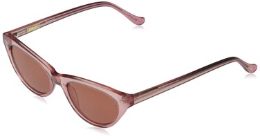 Kensie Women's Polarized Cat Eye Sunglasses, Crystal Pink (PK) Crystal Pink with Gold Glitter zyl Frame + Pink Lens, 53