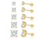 GEMSME 18K Gold Plated Princess Cut Clear Cubic Zirconia Stud Earrings Pack of 5 (gold)