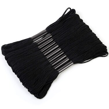 10 Skeins Black Embroidery Floss, 8m Cotton Embroidery Floss-Cross Stitch Thread, Embroidery Thread Floss Set, Stitch Threads Polyester Thread Friendship Bracelets Thread
